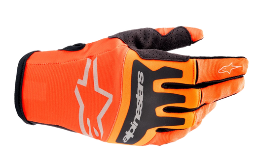 ALPINESTARS TECHSTAR HOT ORANGE BLACK GLOVES